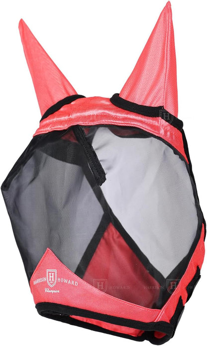 Harrison Howard Pro Luminous Horse Half Face Fly Mask Large Eye Space with Ears UV Protection for