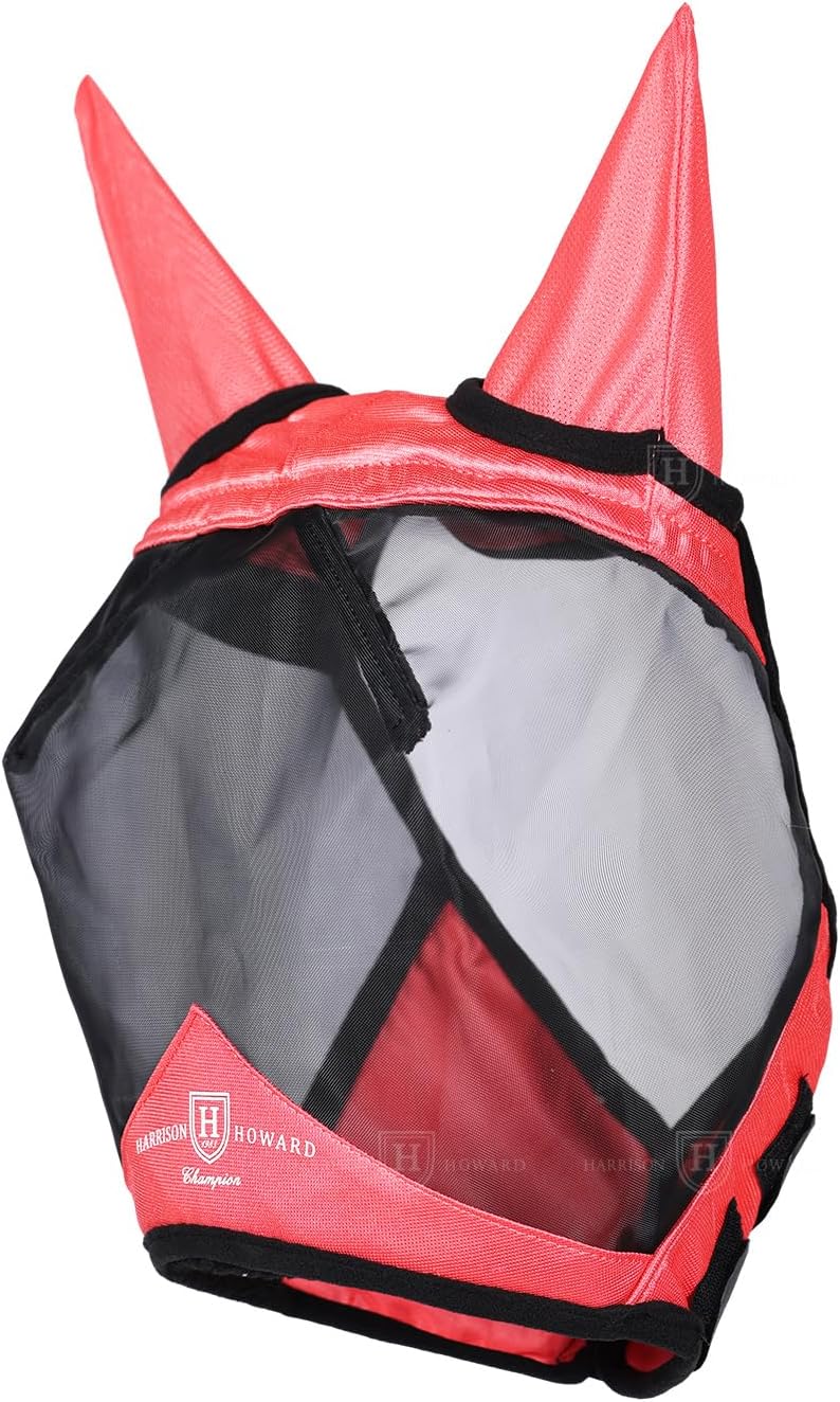 Harrison Howard Pro Luminous Horse Half Face Fly Mask Large Eye Space with Ears UV Protection for