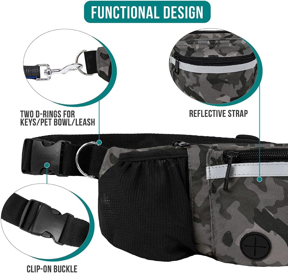 PetAmi Dog Fanny Pack, Treat Pouch for Dog Walking, Training, Built in Poop Bag Dispenser, Water