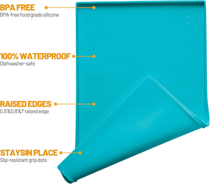 Hubulk Dog Feeding Mat,100% Waterproof Food Grade Silicone Pet Food and Water Bowl