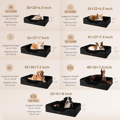 EHEYCIGA Memory Foam XL Dog Bed for XLarge Sized, Extra Large Orthopedic Dog Sofa with Sides and