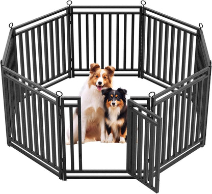 Dog Fence Outdoor Indoor, 32" Inch Height 8 Panels Dog Playpen for Large/Medium/Small Dogs Metal