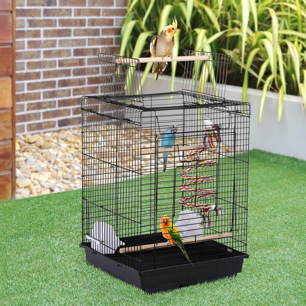 Yaheetech Open Play Top Travel Bird Cage for Conure Sun Parakeet Green Cheek Conure Lovebird Budgie