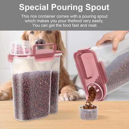 5-7Lbs Cat Dog Storage Container, Portable Pet Food Containers with Upgraded Large Spout and Cup