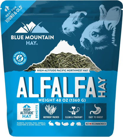 Blue Mountain Hay | Fresh Alfalfa Hay (48 Ounce) | High Leaf Retention | Nutritious High-Altitude