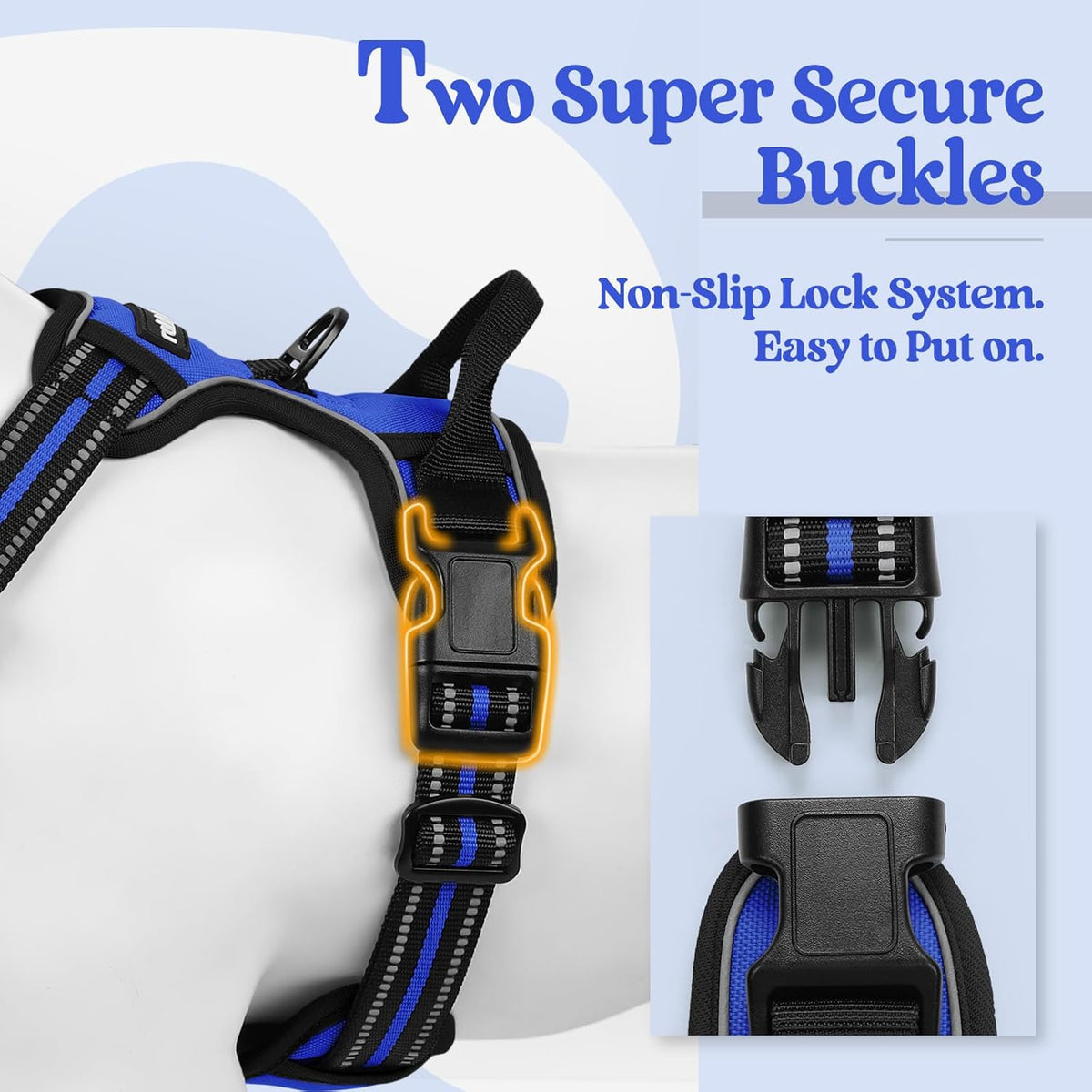 rabbitgoo Dog Harness No Pull with 2 Leash Clips, Adjustable Soft Padded, Reflective Oxford No