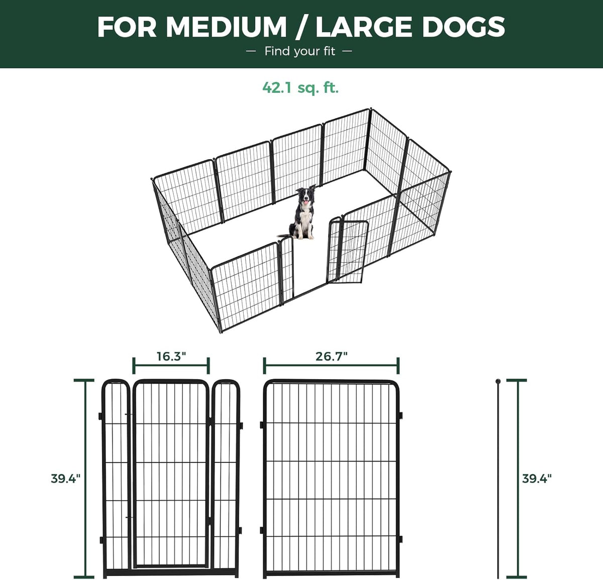 FXW Homeplus Unleashed Indoor Dog Playpen - Stress-Free and Safe Play, Heavy Duty 40 Inch 12 Wire