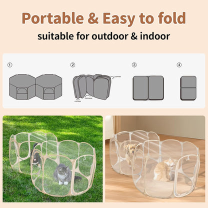 Cold Resistant Cat Playpen PVC Dog Playpen - Portable & Foldable Indoor Outdoor Puppy Playpen
