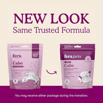 Fera Pets Goat Milk - Calming Supplement for Dogs & Cats - Ashwagandha, L-Theanine, & Passion