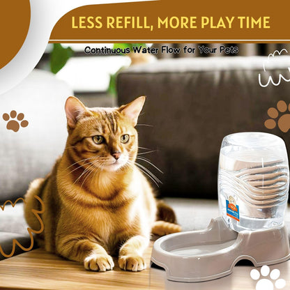 Flexzion Automatic Gravity Pet Waterer for Cat & Dog - Non-Skid & Easy-Clean Auto Replenish Water