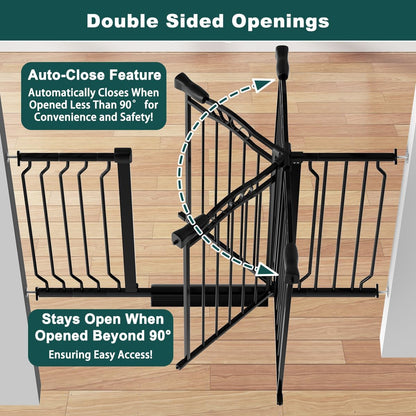 29.53"-33.85" Mornyray Auto-Close Baby Gate Extra Wide, Pressure Mounted Dog & Pet Gate for Stairs