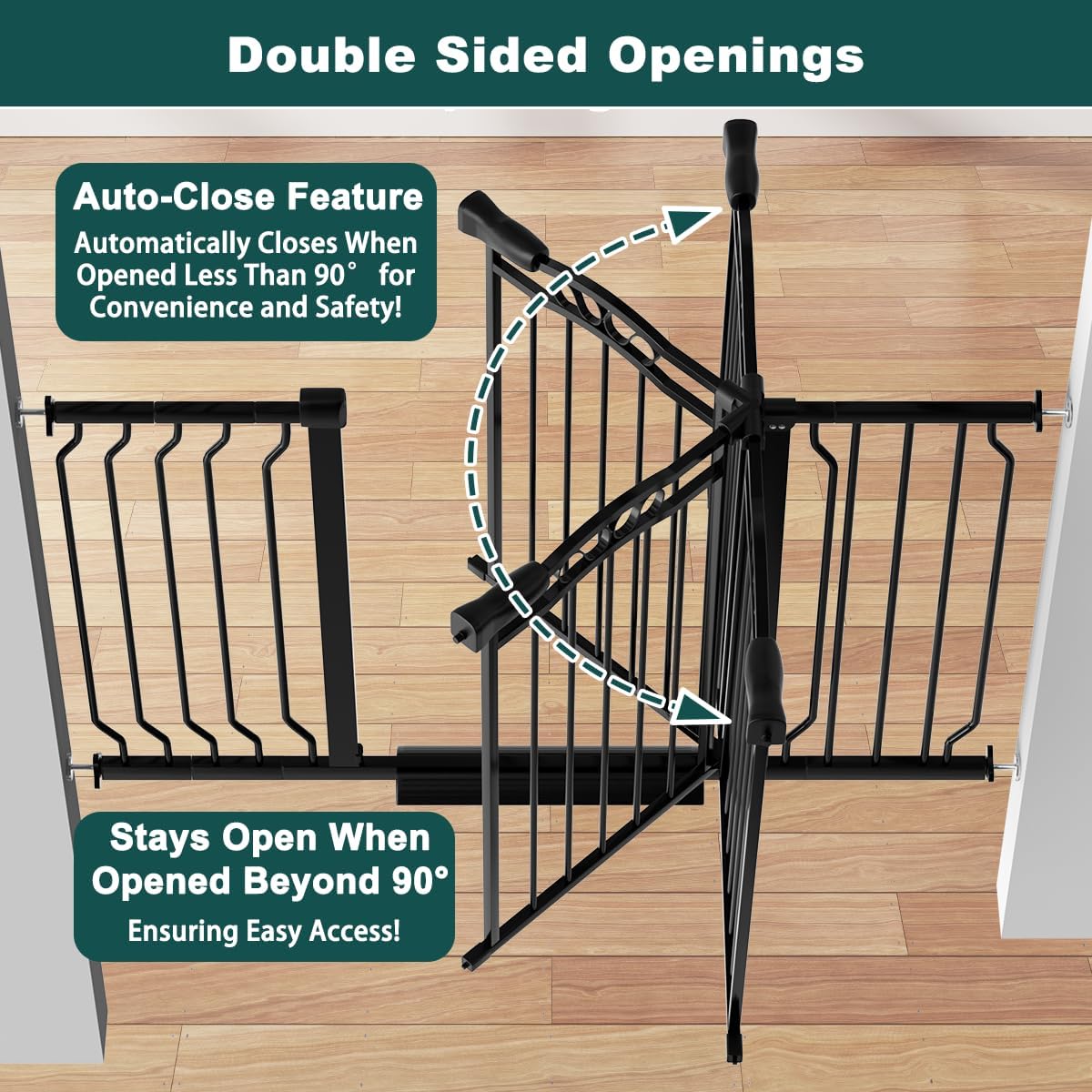 62.5"-71.6" Extra Wide Baby Gate for Doorways No Drill, Pressure Mounted Dog Gate Indoor, Walk Thru