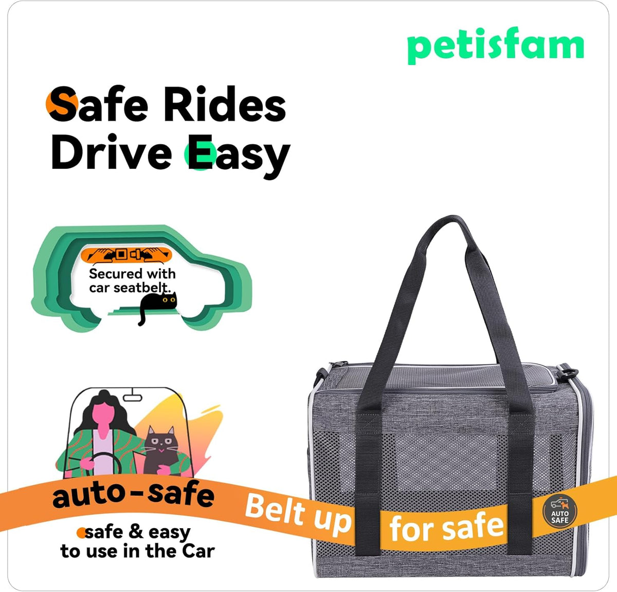 petisfam Soft Pet Carrier Bag for Cats and Puppy Under 20 lbs. Sturdy, Safe, Comfortable and