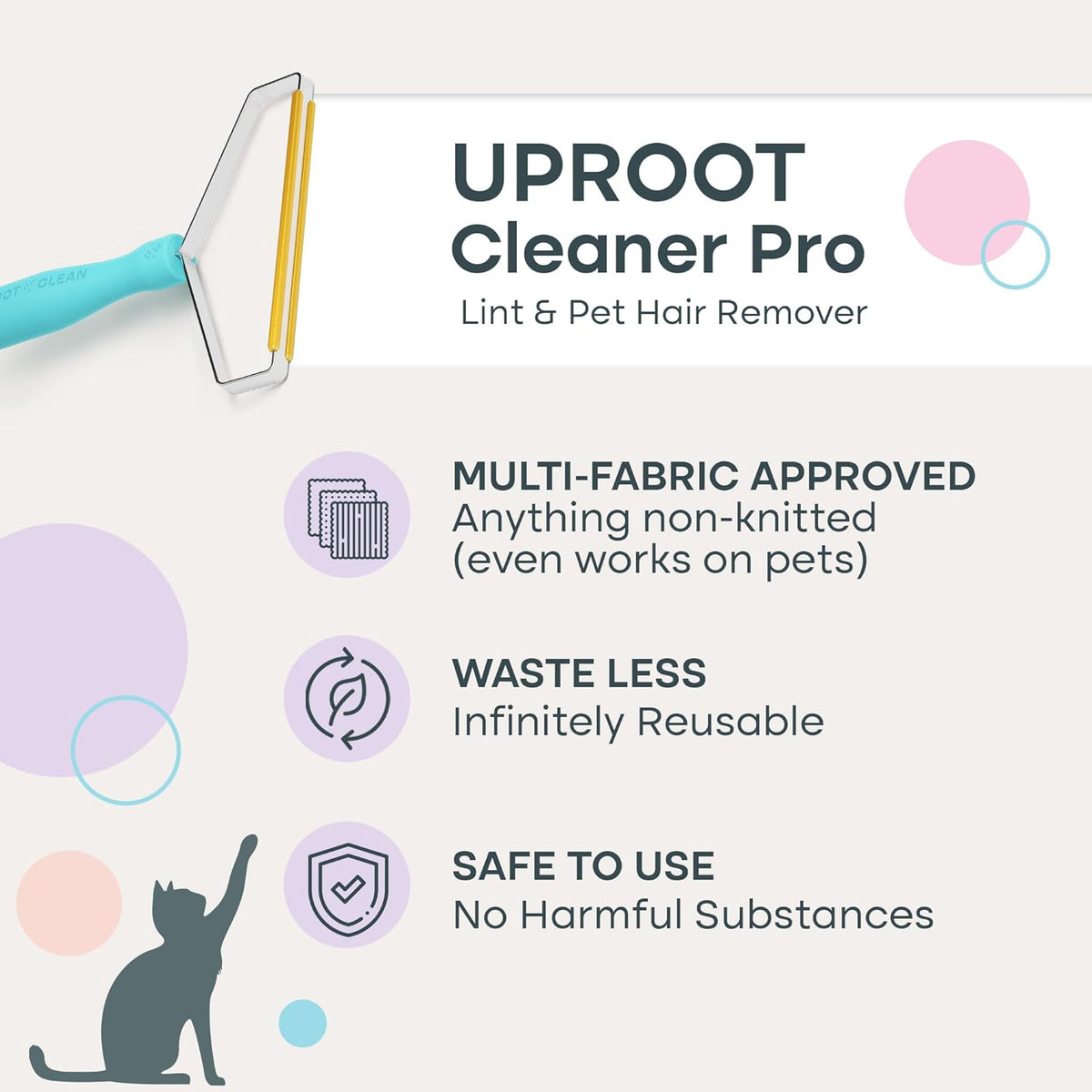 Uproot Cleaner Pro Pet Hair Removal Tool - Special Dog Hair Remover Multi Fabric Edge and Carpet