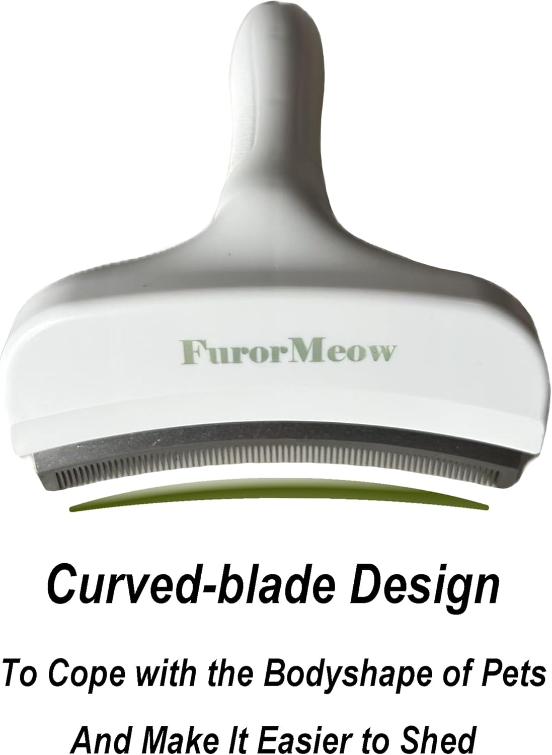 Pet Deshedding Tool with Curve Blade, Cat Grooming Brush, Tight V-shaped Teeth Shedding Comb for