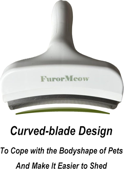 Pet Deshedding Tool with Curve Blade, Cat Grooming Brush, Tight V-shaped Teeth Shedding Comb for