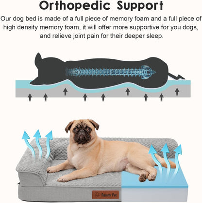 Orthopedic Dog Bed, 3 Inch Memory Foam Dog Beds for Medium Dogs, Washable Removable Cover, Nonskid