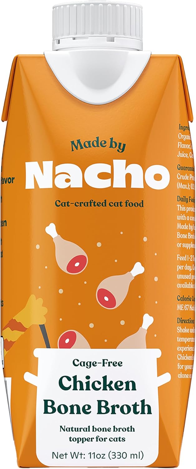 Made by Nacho Bone Broth Cat Food Topper for Hydration and Picky Eaters - Add Protein and Flavor to