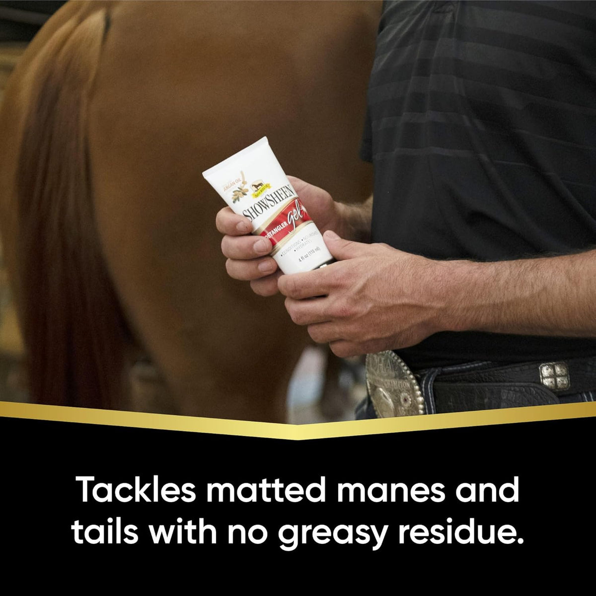 Absorbine ShowSheen Detangler Gel for Coat, Mane & Tail, Moroccan Argan Oil, Tackles Toughest Knots
