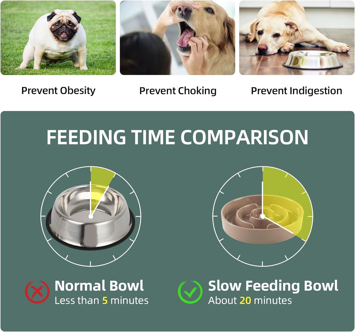 8.2inch Ceramic Slow Feeder Dog Bowl for Medium and Large Breed, Puzzle Dog Food Dish