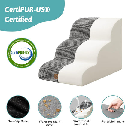 Dog Stairs for Small Dogs 15.7" H, Curved Dog Step for Puppy, Older Cat, Medium Pet Ramp for Sofa
