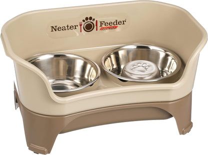 Neater Feeder - Express Model w/Slow Feed Bowl - Mess-Proof Dog Bowls (M/L, Cappuccino) Made in USA