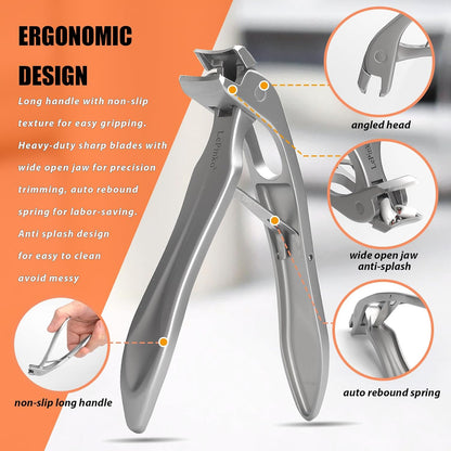 Angled Head Large Toenails Clippers for Seniors, Nail Clipper for Thick Toenails and Fingernails
