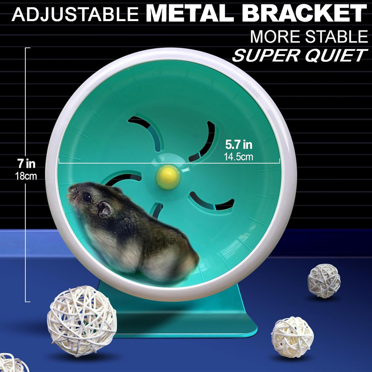 Hamster Silent Wheel, Super-Silent Small Animal Exercise Wheel Accessories, Quiet Hamster Running
