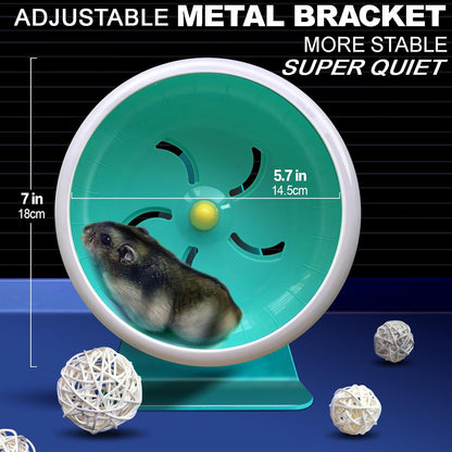 Hamster Silent Wheel, Super-Silent Small Animal Exercise Wheel Accessories, Quiet Hamster Running
