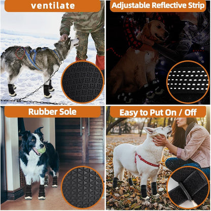 Dog Shoes for Hot Pavement Anti-Slip Dog Boots Waterproof Dog Shoes for Small to Large Dogs with