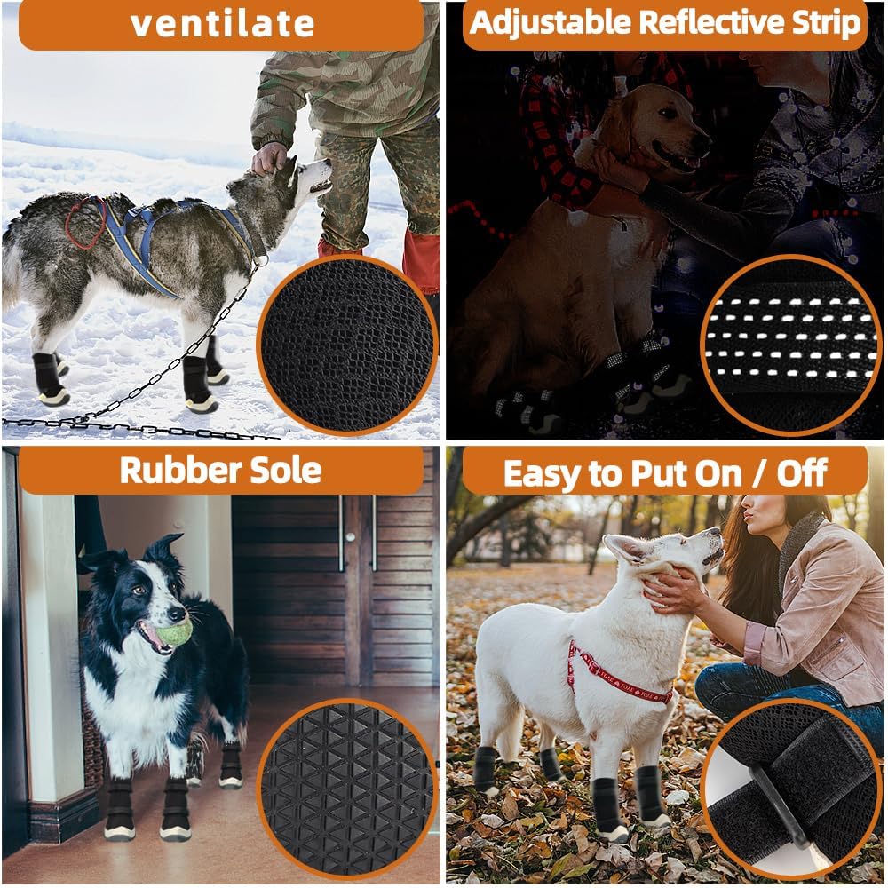 Dog Shoes for Hot Pavement Anti-Slip Dog Boots Waterproof Dog Shoes for Small to Large Dogs with