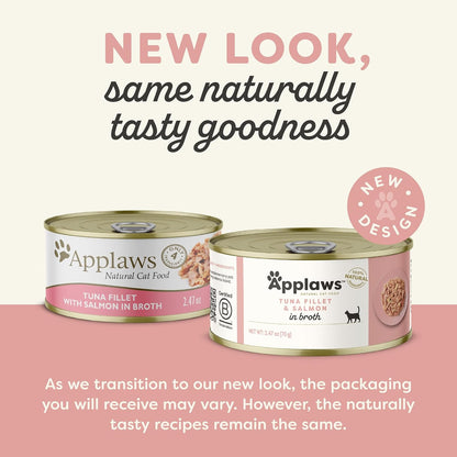 Applaws Natural Wet Cat Food in Broth, Limited Ingredient Canned Wet Cat Food, No Additives, Made