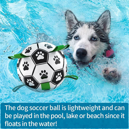QDAN Dog Toys, Soccer Ball with Straps, World Cup Interactive Toys for Tug of War, Puppy Birthday