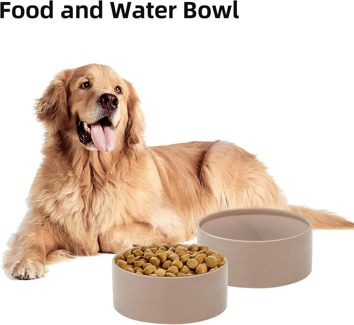 Ceramic 7.3inch Dog Bowl, Food and Water Bowl for Medium Breed Dog, Pet Feeder for Replacement