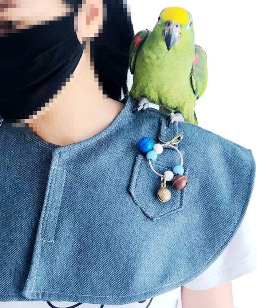 QBLEEV Parrot Anti-Scratch Shoulder Protector Hang Bird Anklet&Toys, Multi-Functional Pet Shoulder