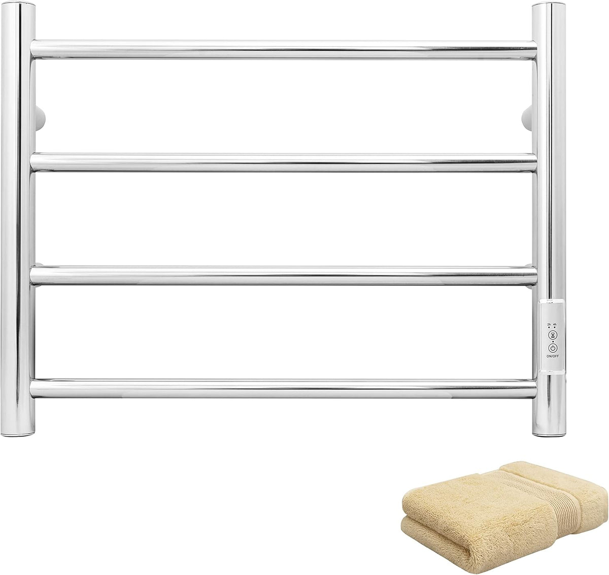KEG Towel Warmer Wall Mounted with Built-in Timer 4 Bars Electric Stainless Steel Heated Towel