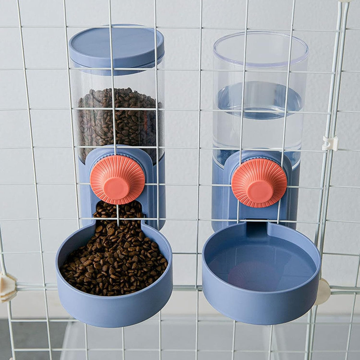 Pet Hanging Automatic Feeders Drinking Bowls 40oz, Auto Gravity Pet Feeding Water Set, Cage Pet