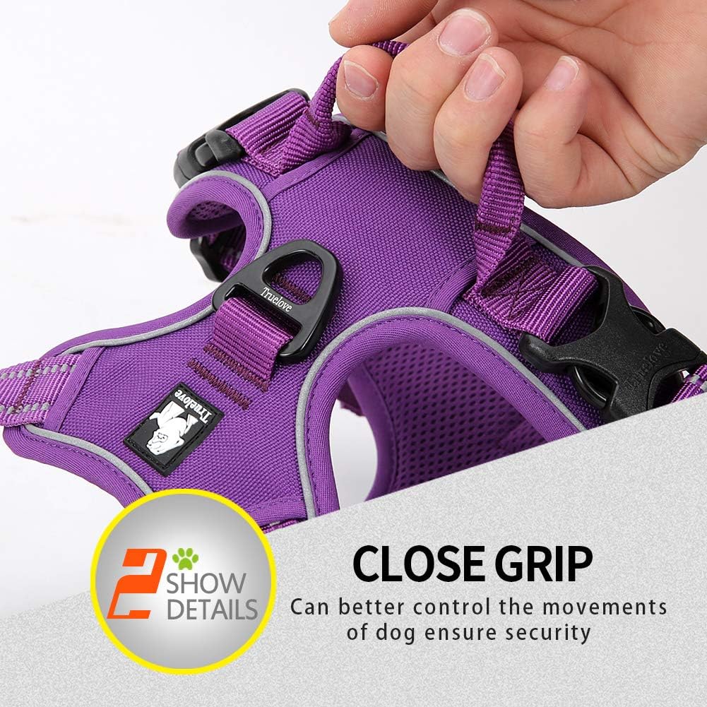 Truelove No Pull Dog Harness with Easy Control Handle and 2 Leash Attachments,Reflective Adjustable