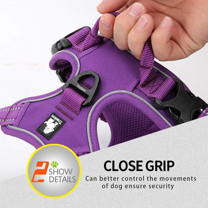 Truelove No Pull Dog Harness with Easy Control Handle and 2 Leash Attachments,Reflective Adjustable