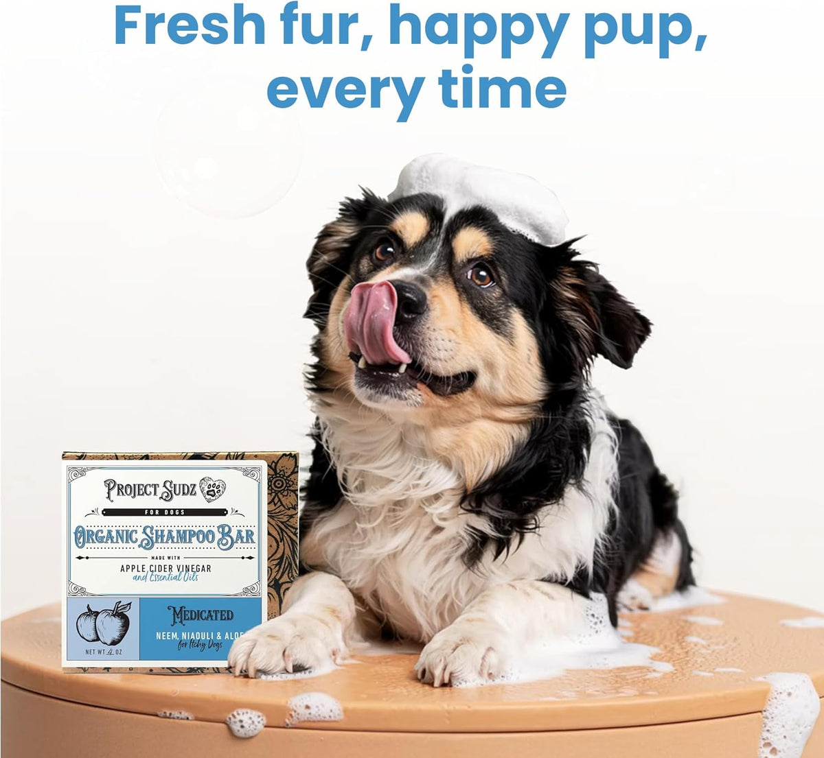 Medicated Organic Dog Shampoo Bar for Hot Spots, Dry Coat, and Allergies, All Natural Dog Shampoo