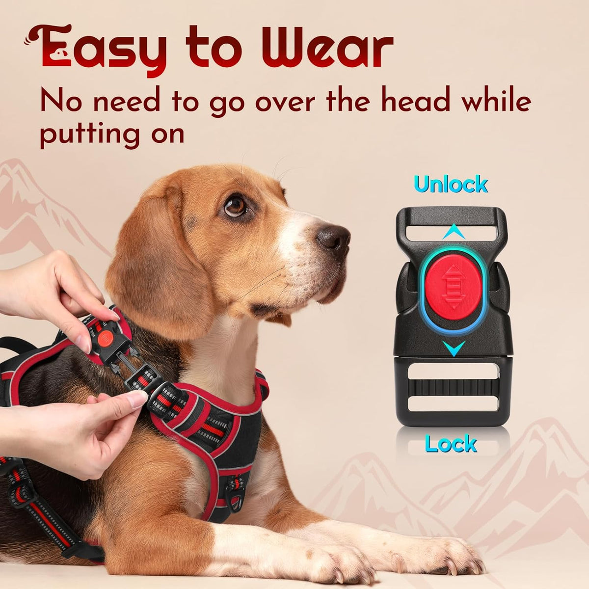 Eagloo Dog Harness for Large Dogs, Easy Wearing with 3 Buckles, Adjustable No Pull Pet Harness with