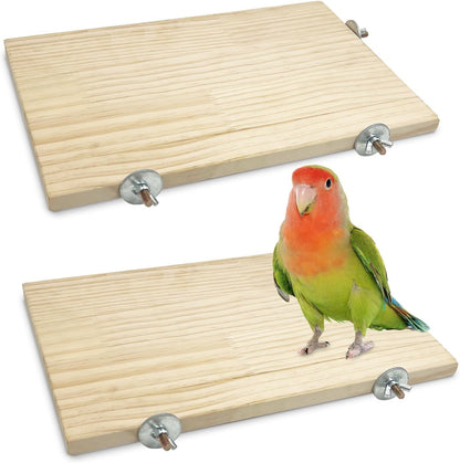 kathson 11.8 x 7.8 Inches Large Bird Perch, 2 PCS Natural Wooden Parrot Stand Platform, Parakeet
