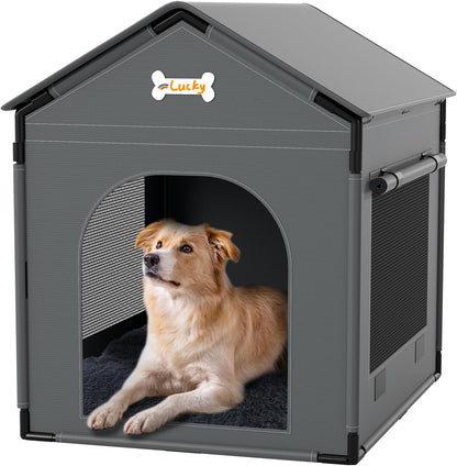 Large Indoor Dog House Dog Kennel Bed Mat with Cushion for Small Medium Large Dogs Cats, Winter