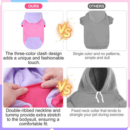 BEAUTYZOO Fleece Dog Hoodie Sweatershirt with Pocket and Leash Hole, Stretchy Small Medium Large