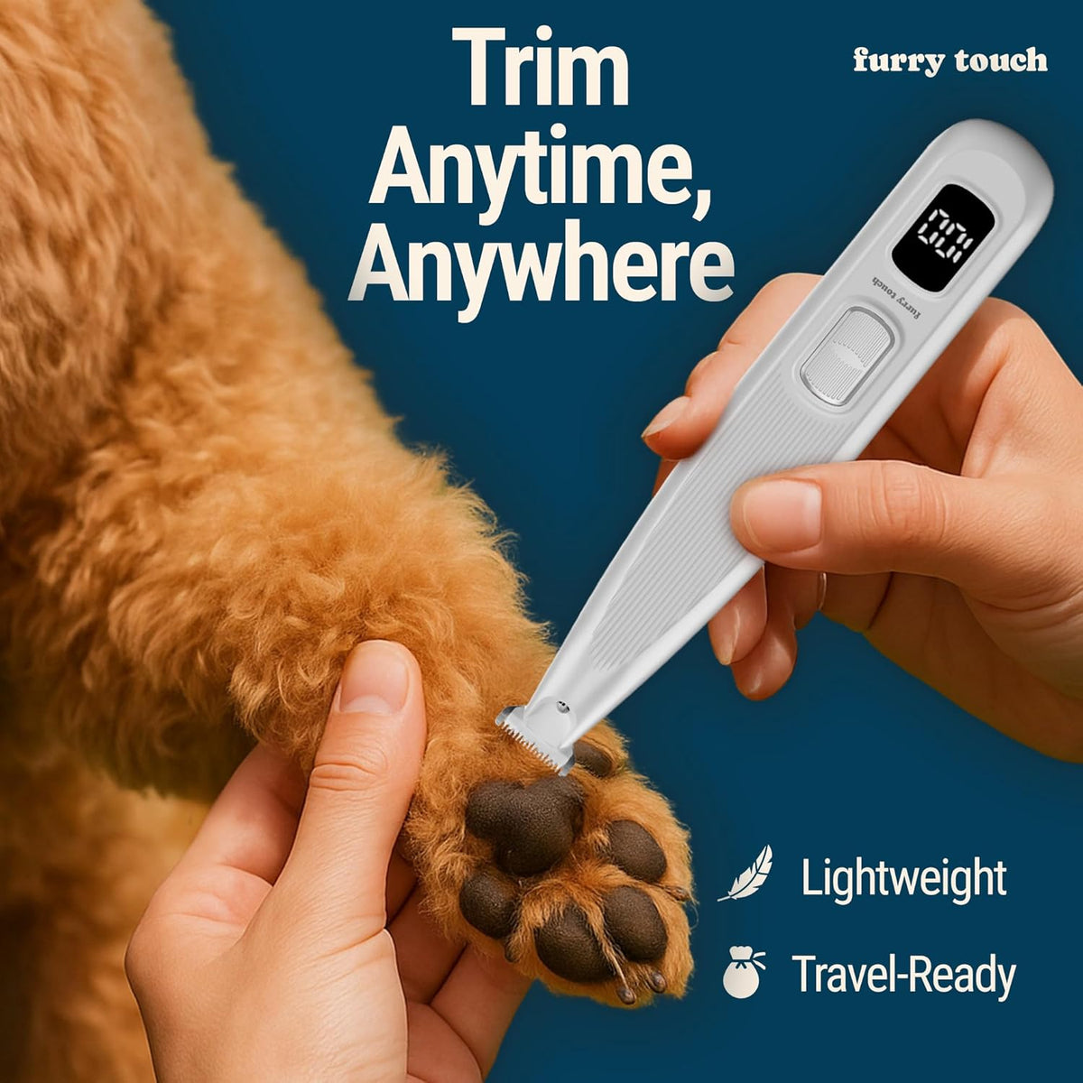 Dog Paw Trimmer - Electric Cordless Pet Clippers for Dogs & Cats - Quiet Dual-Speed Groomer with