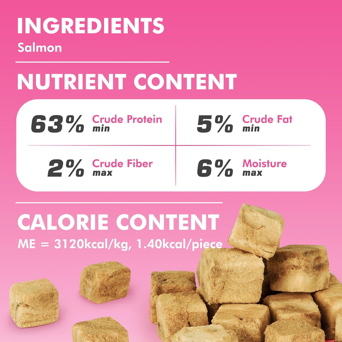 Freeze Dried Cats & Dogs Raw Treats, All Natural Single Ingredient Salmon, High Protein Healthy Pet