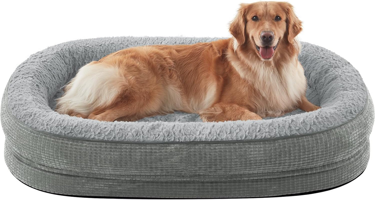 JOEJOY Orthopedic Dog Bed for Extra Large Dogs, Egg-Crate Memory Foam Pet Bed with Bolster Sides