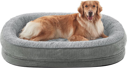 JOEJOY Orthopedic Dog Bed for Extra Large Dogs, Egg-Crate Memory Foam Pet Bed with Bolster Sides