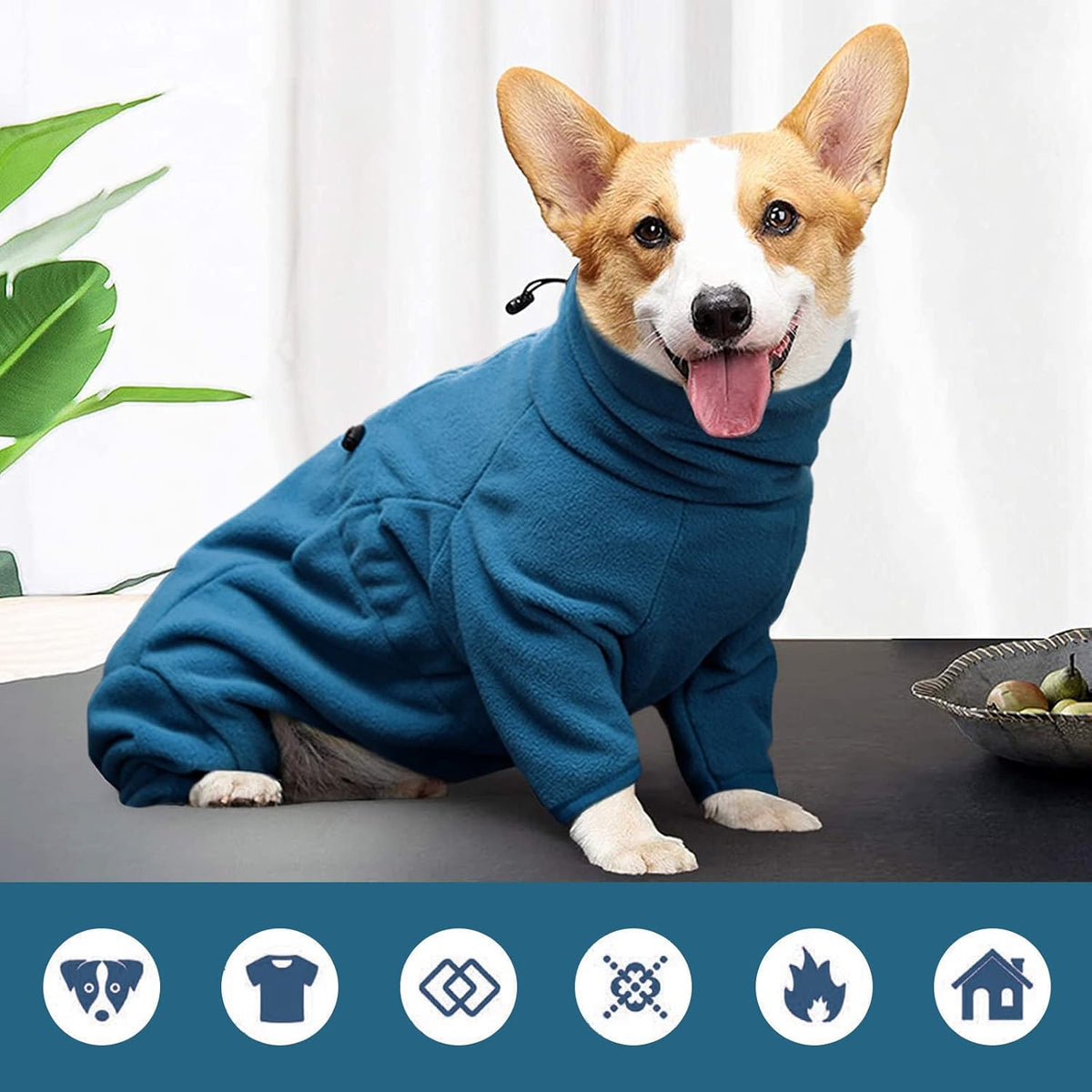 ROZKITCH Dog Fleece Sweater, Pet Windproof Warm Cold Weather Jacket Vest Cozy Jumpsuit Apparel