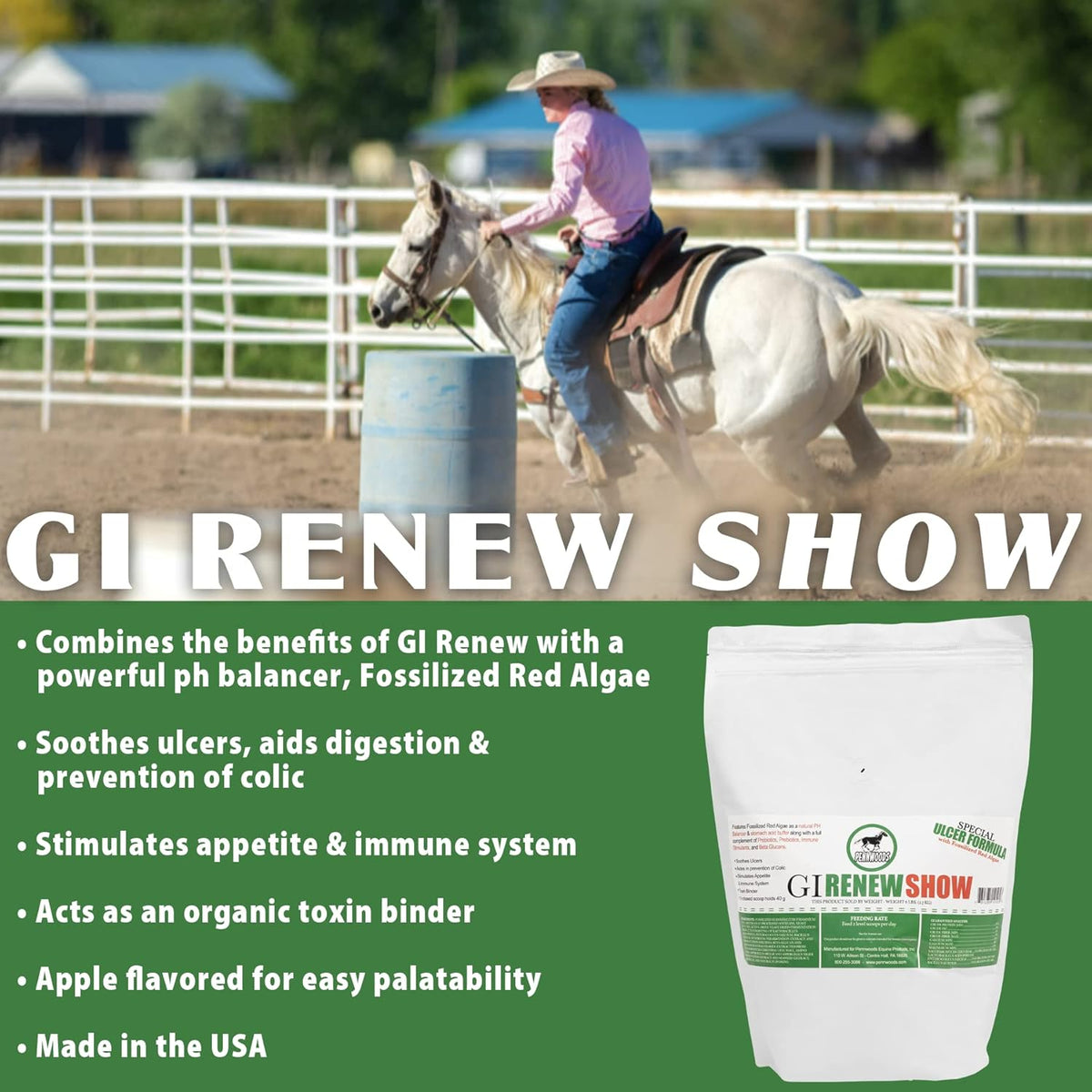 GI Renew Show, Probiotics for Equine, Immune and Appetite Stimulation, Prebiotics, Digestive